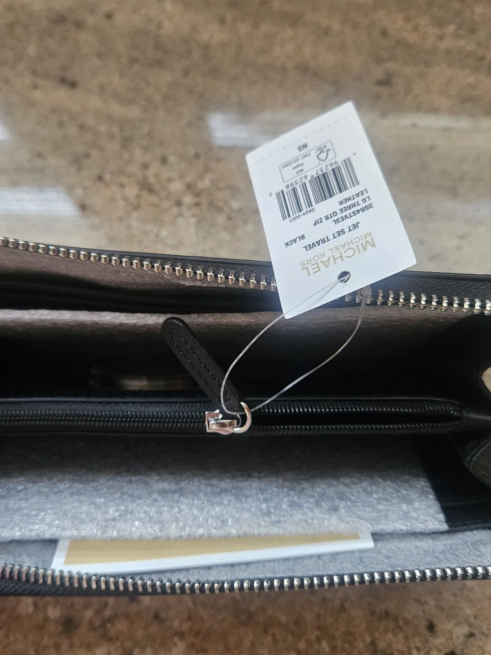 Michael Kors Black Zip Around Saffiano Leather Wallet